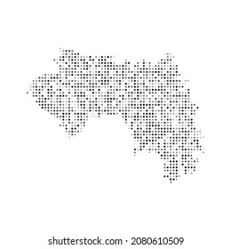 Abstract dotted black and white halftone effect vector map of Guinea. Country map digital dotted design vector illustration.