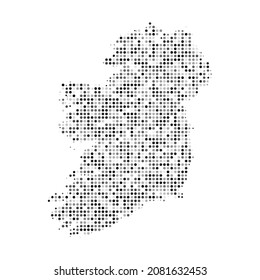 Abstrakte gepunktete schwarz-weiße Halftone-Effekt-Vektorkarte von Irland. Landkarte digitales gepunktetes Design, Vektorgrafik.