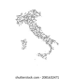 Abstract dotted black and white halftone effect vector map of Italy. Country map digital dotted design vector illustration.