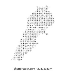 Abstract dotted black and white halftone effect vector map of Lebanon. Country map digital dotted design vector illustration.