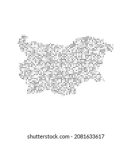 Abstract dotted black and white halftone effect vector map of Bulgaria. Country map digital dotted design vector illustration.