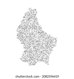 Abstract dotted black and white halftone effect vector map of Luxembourg. Country map digital dotted design vector illustration.