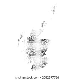 Abstract dotted black and white halftone effect vector map of Scotland. Country map digital dotted design vector illustration.