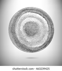Abstract dotted blot. Vector grunge texture of halftone circles.