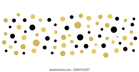 Resumen de borde punteado, fondo de puntos negros y dorados. Ilustración vectorial.