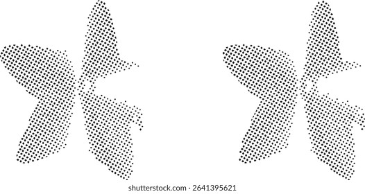Abstract dotted bow design two bows halftone pattern