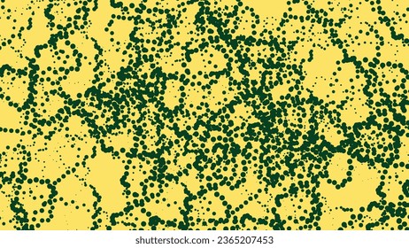 Abstract dotted chaotic green small ball background in yellow.