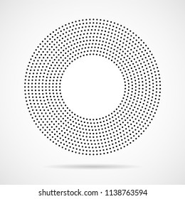 Abstract dotted circles. Dots in circular form. Halftone effect. Vector