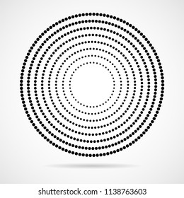Abstract dotted circles. Dots in circular form. Halftone effect. Vector