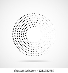 Abstract dotted circles. Dots in circular form. Halftone effect. Vector