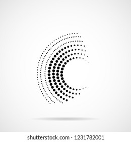 Abstract dotted circles. Dots in circular form. Halftone effect. Vector