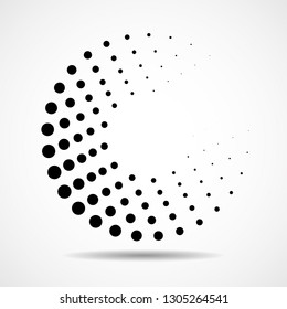 Abstract dotted circles. Dots in circular form. Halftone effect