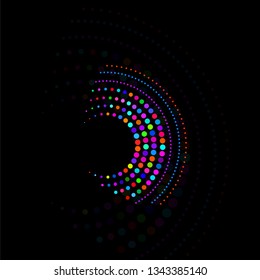 Abstract dotted circles. Dots in circular form. Halftone effect. Vector