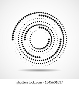 Cercles abstraits pointillés. Points en forme circulaire. Image vectorielle élément de création