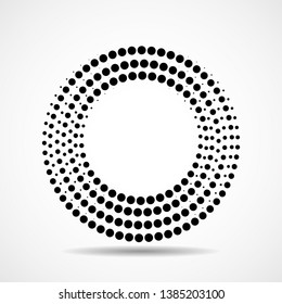 Abstract dotted circles. Dots in circular form. Halftone effect. Vector