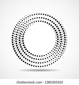 Abstract dotted circles. Dots in circular form. Halftone effect. Vector