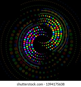 Abstract dotted circles. Dots in circular form. Halftone effect. Vector