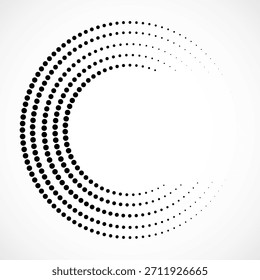 Abstract dotted circles. Dots in circular form. Halftone circle logo. Vector design element