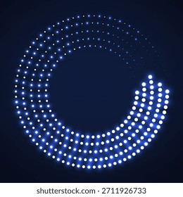 Abstract dotted circles. Dots in circular form. Halftone circle logo. Vector design element