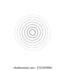 Abstract dotted circles halftone element. Stock vector illustration isolated on white background.