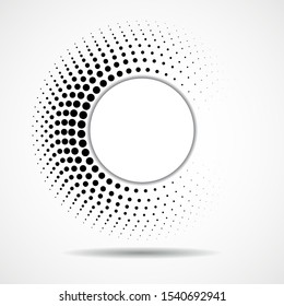 Abstract dotted circles, halftone dotted logo, vector