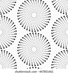 Abstract dotted circles seamless texture. Monochromatic vector pattern