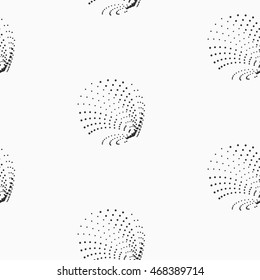 Abstract dotted circles seamless texture. Monochromatic vector pattern
