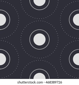 Abstract dotted circles seamless texture. Monochromatic vector pattern