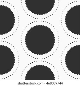 Abstract dotted circles seamless texture. Monochromatic vector pattern