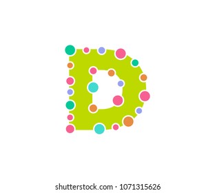 Abstract Dotted Colorful Alphabet, Fun, Logo, Vector Design Element, With Green Color and Clear White Background.