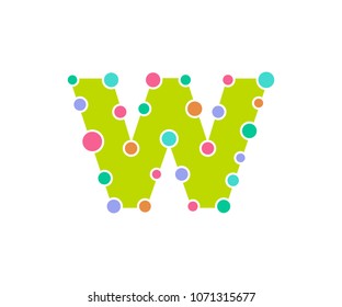 Abstract Dotted Colorful Alphabet, Fun, Logo, Vector Design Element, With Green Color and Clear White Background.