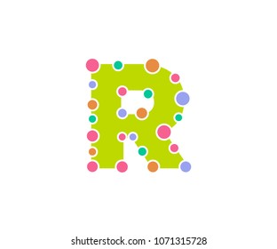 Abstract Dotted Colorful Alphabet, Fun, Logo, Vector Design Element, With Green Color and Clear White Background.