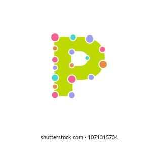 Abstract Dotted Colorful Alphabet, Fun, Logo, Vector Design Element, With Green Color and Clear White Background.
