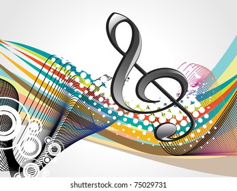 abstract dotted, colorful wave background with isolated musical note