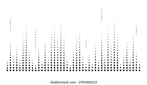 Abstract dotted equaliser. Vertical dots. Vector illustration of a graphic eq isolated on white background