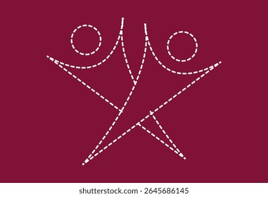 Abstract dotted figures in a minimalistic design represent unity, interaction, and creativity against a modern blue gradient background.