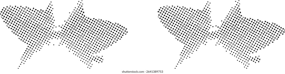 Abstract dotted fish pair halftone design