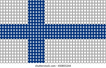Abstract dotted flag of Finland made from small dots or circles.