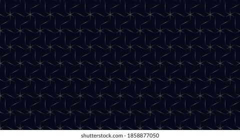 Abstract dotted geometric line shape pattern on black background. Traditional geometric Japanese oriental motif, endless design. Duotone grunge simple pattern, all over print block, digital wallpaper.