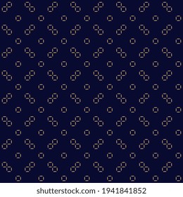 Abstract dotted geometric line shape motif pattern blue background. Grid check geometrical square ornament continuous design. Duotone grunge simple geo pattern, allover print block, digital wallpaper.
