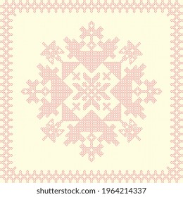 Abstract dotted geometric line shape motif pattern white background. Folk art geometrical ornament continuous design. Rustic floral simple geo pattern, kitchen textile tablecloth all over print block