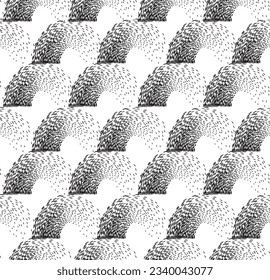 Abstract dotted geometric shapes seamless pattern. Flowing artistic background with arch and waves. Artistic texture