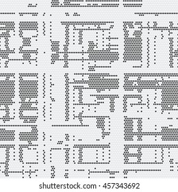 Abstract dotted glitch geometric motif. Seamless pattern.