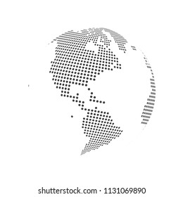 Abstract dotted globe earth world map. Vector illustration