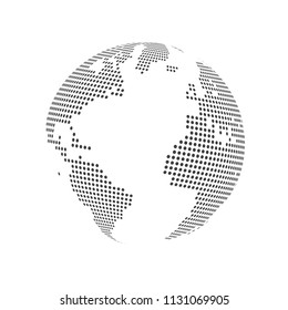 Abstract dotted globe earth world map. Vector illustration