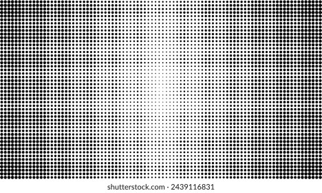 Abstract dotted gradient halftone background pattern. Vector dot background texture overlay grunge distress linear. Black dots on white background.