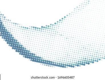 Abstract dotted gray blue wave with halftone effect on white background. Vector graphics