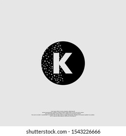 abstract dotted half black circle K logotype elegant design concept isolated on gray background