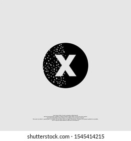 abstract dotted half black circle X logotype elegant design concept isolated on gray background