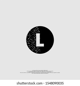 abstract dotted half black circle L logotype elegant design concept isolated on gray background
